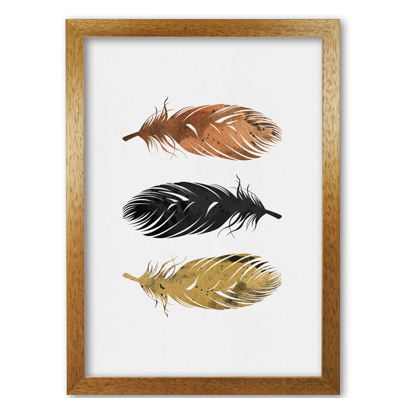 Feathers - Print, 42 cm H x 30 cm W x 5 cm D, Honey Oak Frame