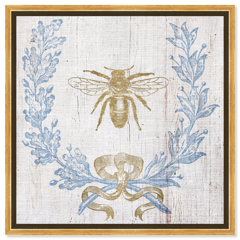 Couronne et ruban I - impression, H 13 po x l 13 po, Toile avec cadre doré