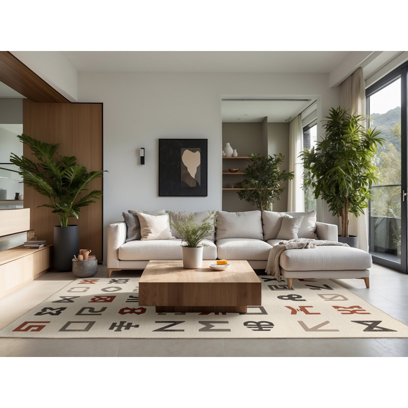 Tapis beige moelleux moelleux et moelleux Earls, Carré 3 pi