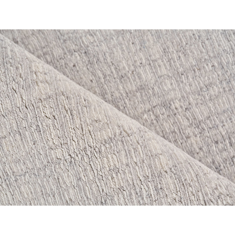 Ivory Hand-Knotted Wool Rectangular Area Rug 10' x 14'