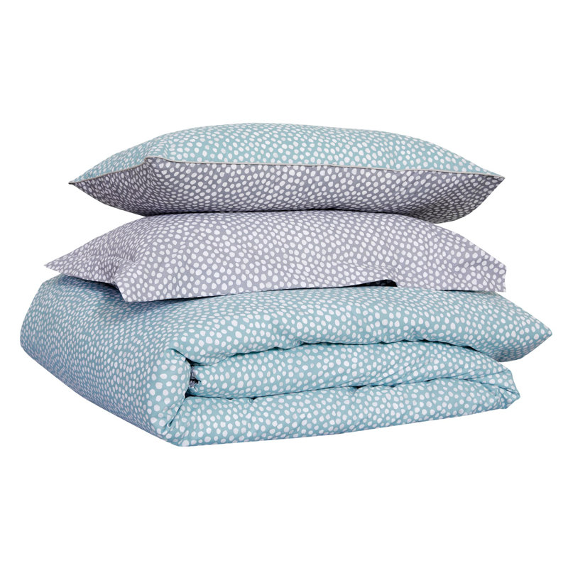 100% Cotton Plain Weave / Muslin Pillow Case, Blue, Polka Dots