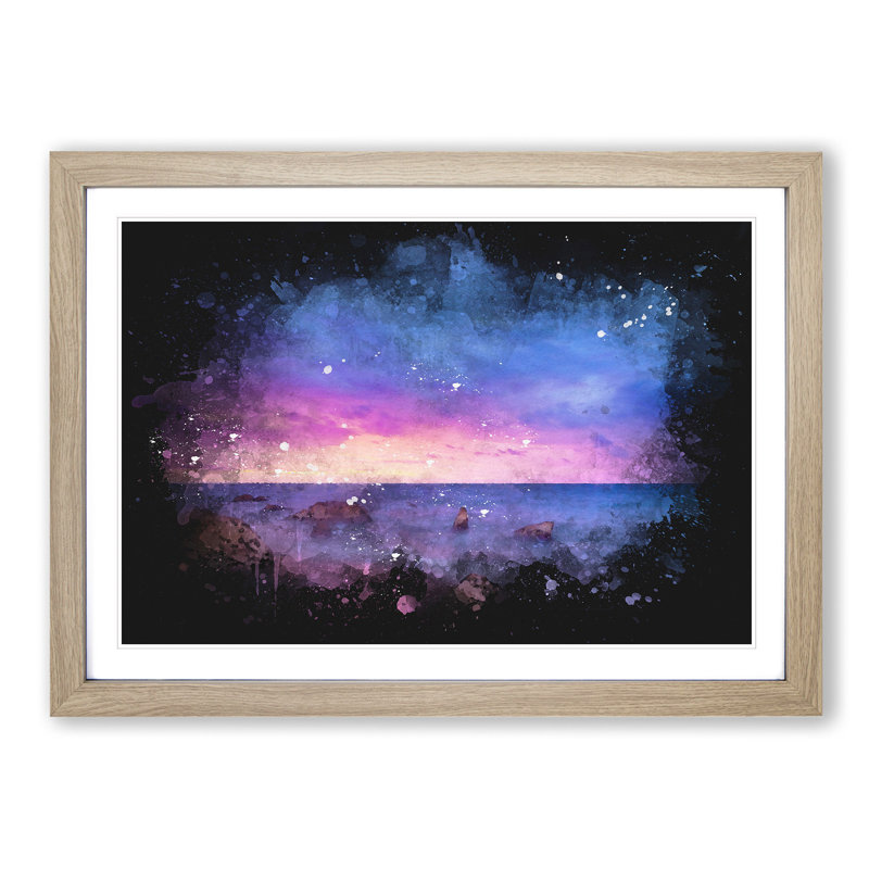 A Beach in Spain - Picture Frame Graphic Art Print, 33cm H x 45cm W x 2cm D, Oak Framed