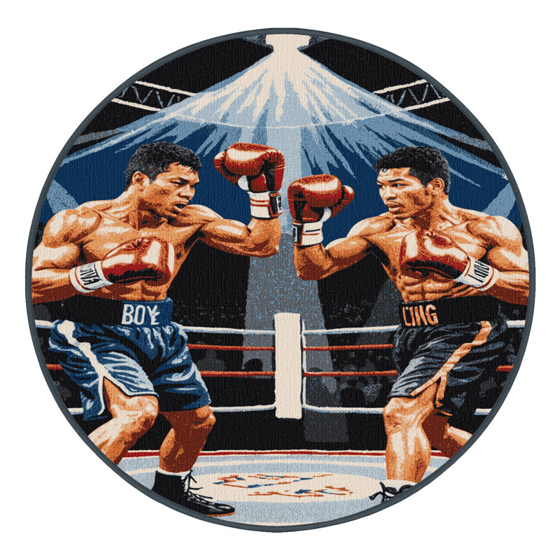  Washable Boxing Sports Area Rug, Rond 5 pi