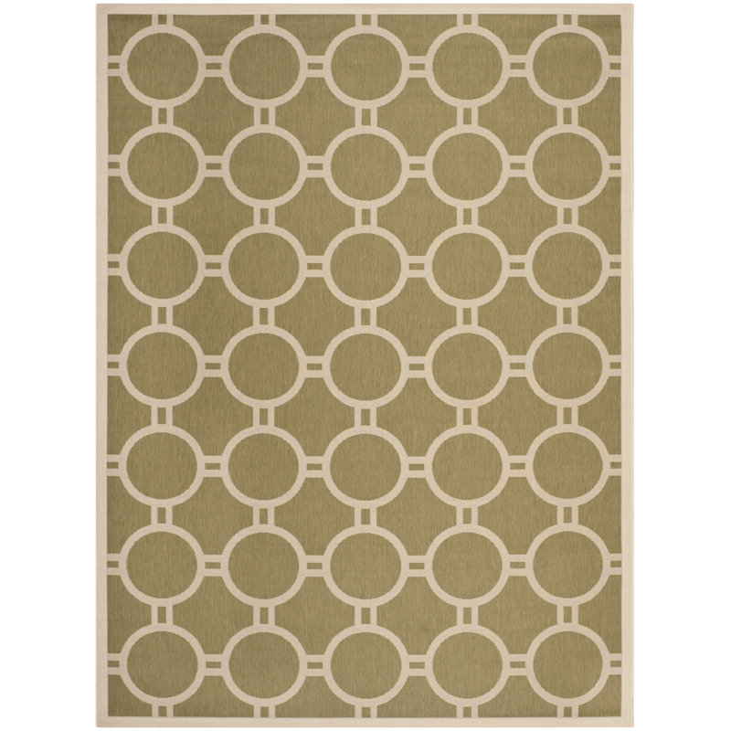 Arneshia Geometric Green/Beige Area Rug, Rectangle 8' x 11'
