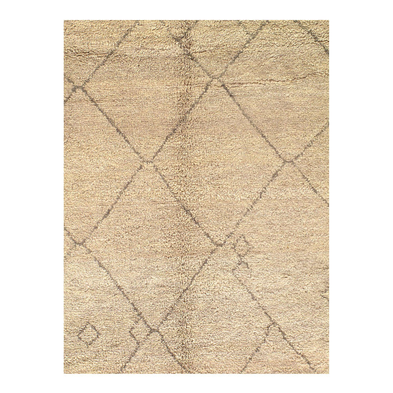 Moroccan Wool Geometric Area Rug in Ivory