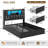 Upholstered Storage Bed Frame with LED Lights and Charging Station, Platform Bed with Hidden Headboard Storage and Drawers-460588382