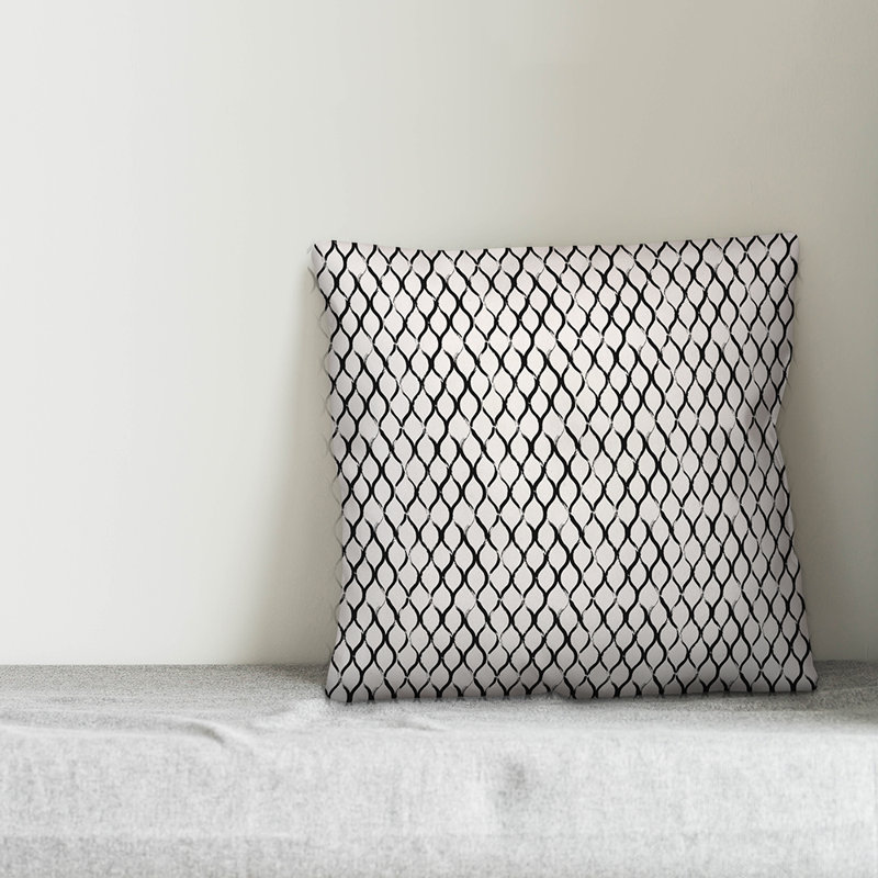  Coussin en résille, Blanc / noir, 20 po x 20 po