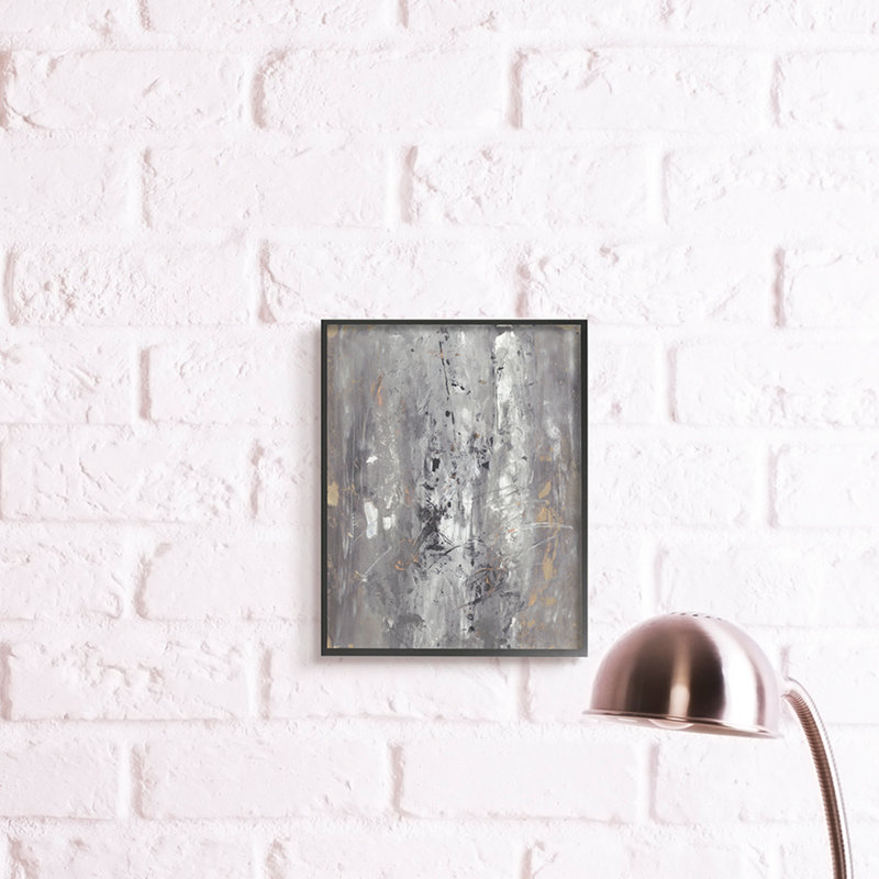 Conception abstraction inspirée de l'ancienne marque gris-brun, Giclée encadrée noir minuit, H 14 po x l 11 po