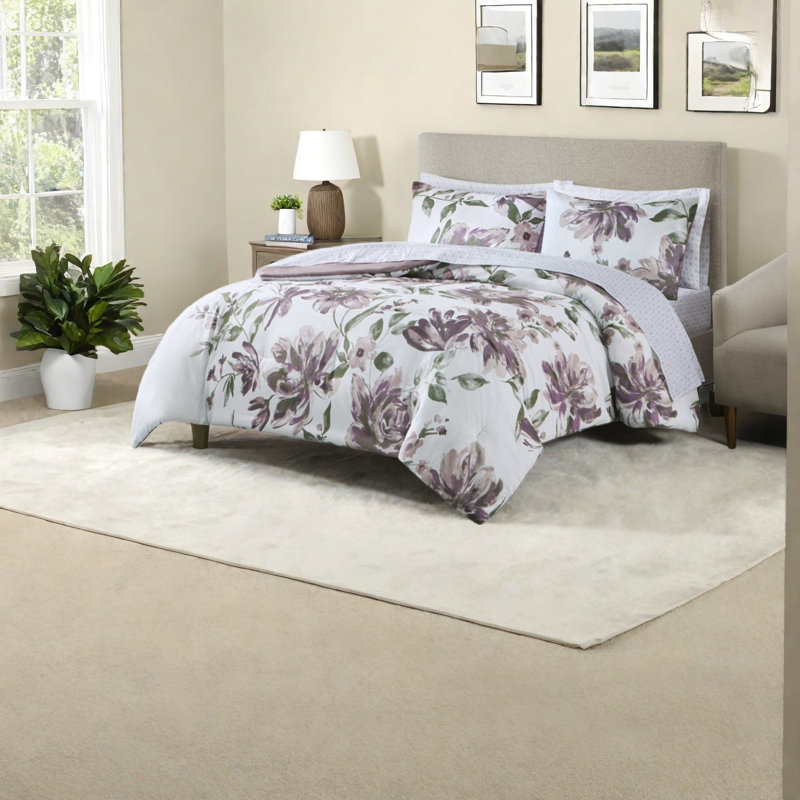 Ensembles de literie pour grand lit confortables, style floral moderne en polyester