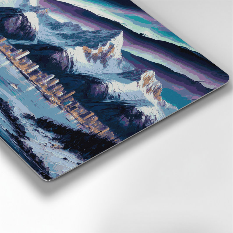 Art mural gris avec villes en Alaska, H 12 po x l 18 po