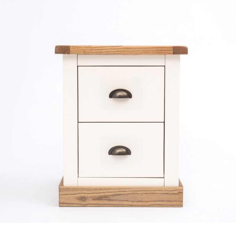 45 cm W Bedside Table, Waxed Oak