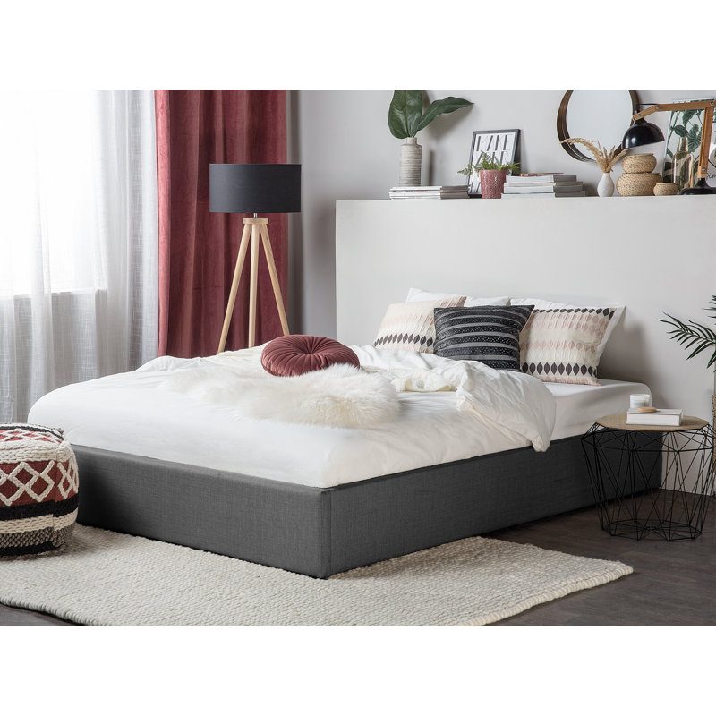 Amara Upholstered Ottoman Storage Bed, Grey, European Kingsize (160 x 200 cm)