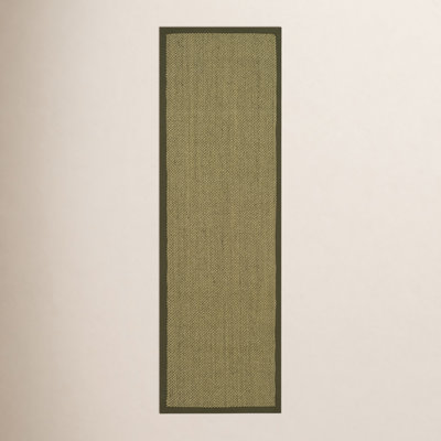 Beige Green Floral Jute Rug