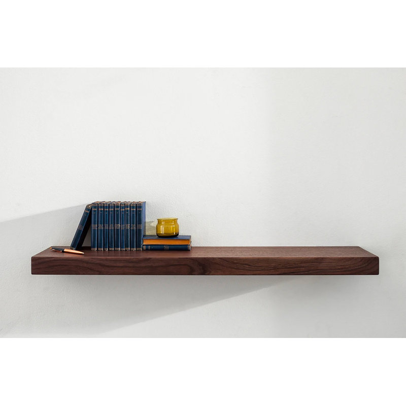 Dobson Elm Solid Wood Floating Shelf with Reclaimed Wood, 4cm H x 100cm W x 25cm D