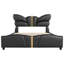 Structure de lit tapissier pour grand lit en similicuir, avec tête et pied de lit en forme de papillon, cadre de lit plateforme avec décorations en métal doré, aucun sommier nécessaire, noir-1371156725