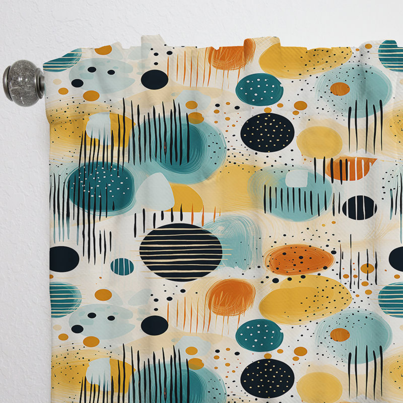 Motif géométrique jaune et vert I - Rideau obscurcissant géométrique abstrait - 1 panneau, L 52 po x L 108 po