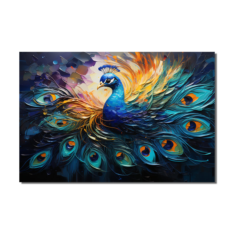 Peacock Feather Drips II - animaux, impressions sur toile