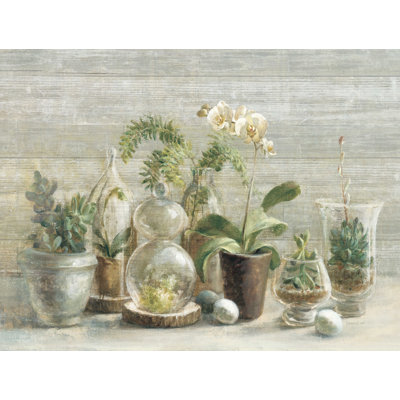 «Greenhouse Orchids on Wood», reproduction sur toile