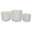 Ensemble de 3 pots à fleurs nervurés en céramique blanche Kena, 12 10 8 po