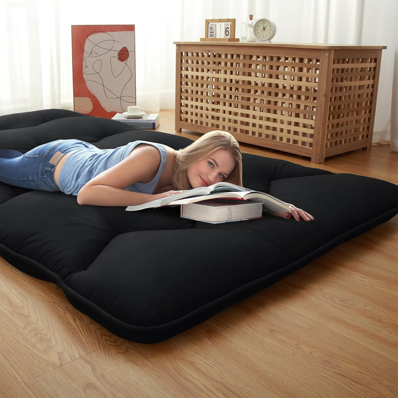 Matelas de futon japonais, lit de sol pliable, tapis de camping Tatami, chambre d'amis, Grand, Noir