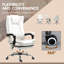 Fauteuil de bureau blanc inclinable, avec hauteur réglable et repose-pieds