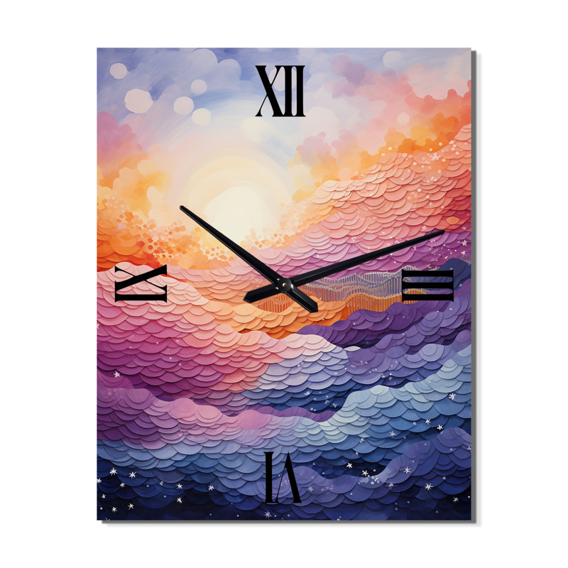 Canyon Landscape Pointillism I - Paysage et nature, très grandes horloges murales, H 32 po x l 16 po x P 1 po