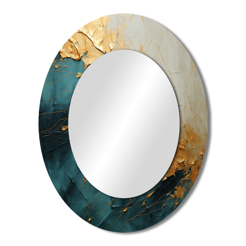 Miroir mural moderne or et bleu Fusion II, 43 po x 33 po