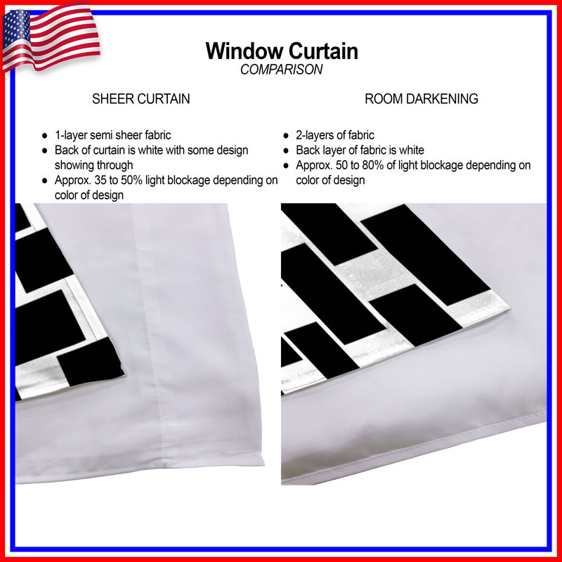 Rideaux obscurcissant et obscurcissant noir et blanc - 2 panneaux, 80in x 82in - 2 panels, Sheer