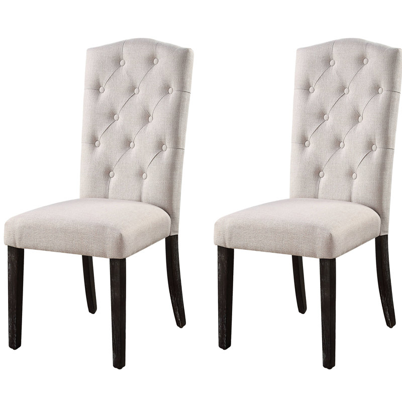 Chaises d'appoint à dossier beige et brun pour salle à manger 2 2 pièces