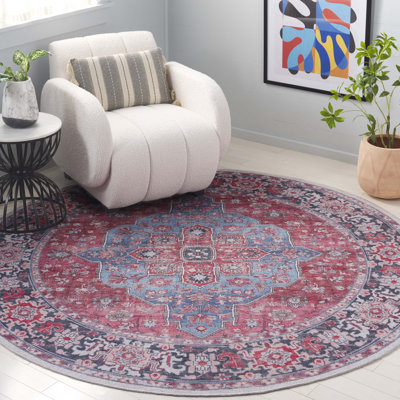 Kingsford Oriental Cotton Blue/Rust Area Rug