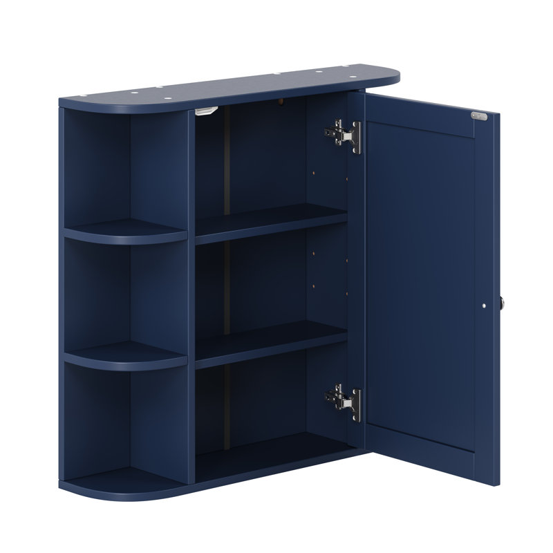 Bathroom Wall Medicine Cabinet with Mirror & Adjustable Shelves, Navy Blue