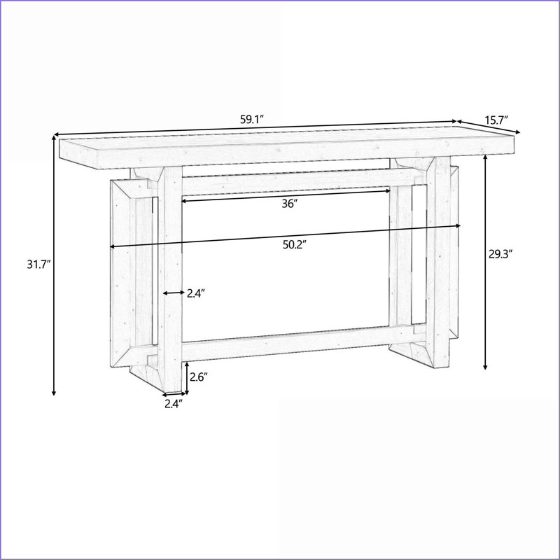 Table basse 59,1 "en placage de pin avec pieds en pin massif - Table de canapé moderne pour le salon et le couloir, Gris