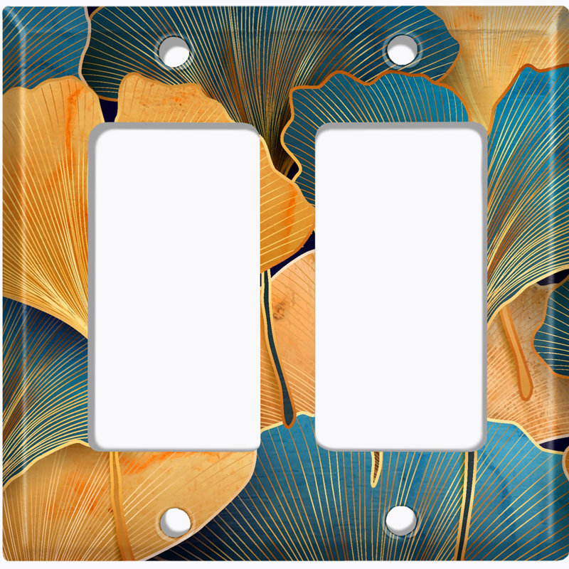 Flower Orange Blue Paint Print 2 - Gang Toggle Light Switch Standard Wall Plate