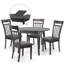Ensemble de table de salle à manger pour 6 personnes, chaises chaudes en bois massif de style classique avec table ronde extensible, ensemble de cuisine, tissu gris-1972596690