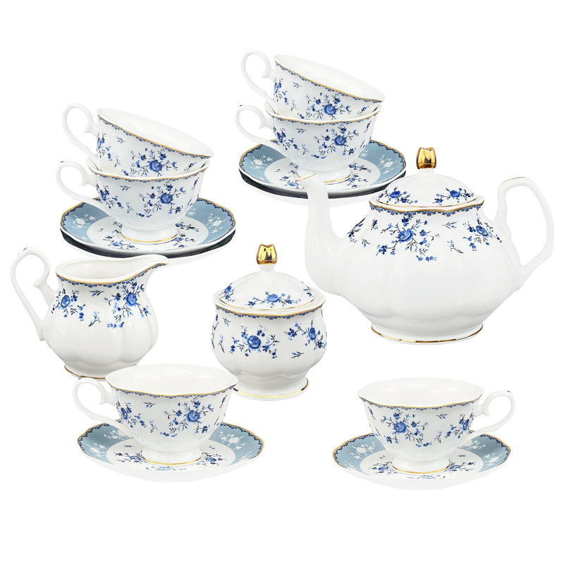 DNGJU 30.4oz. Floral Teapot Set