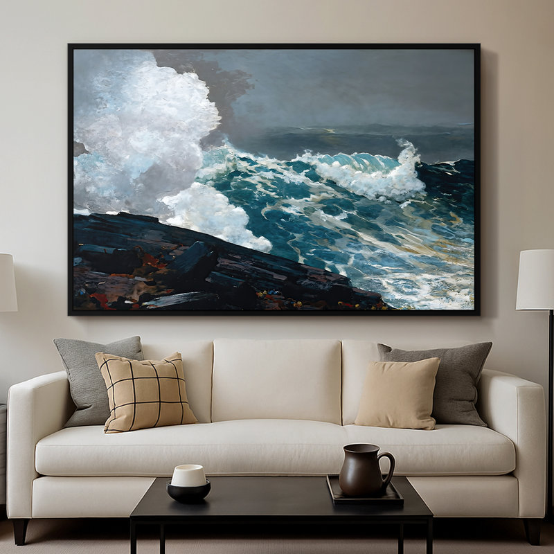 Northeaster, 1895 - Winslow Homer, toile tendue avec châssis, 26 x 40, Natural