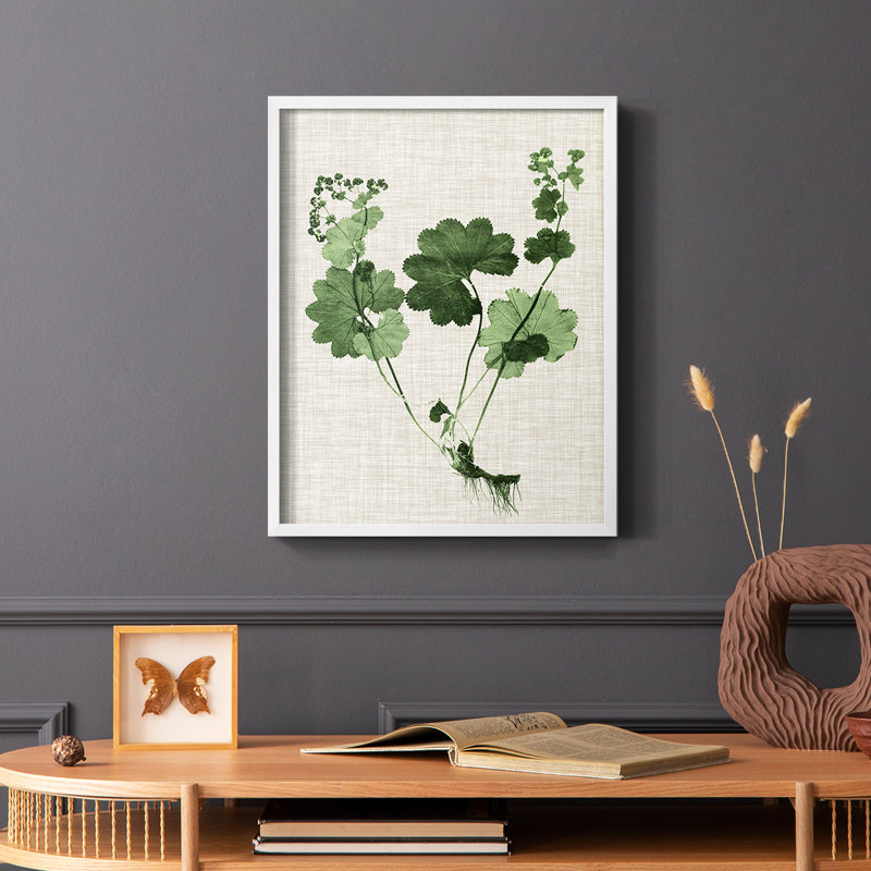 «Forest Foliage on Linen I», reproduction encadrée - bois massif, Blanc, H 20 po x l 16 po