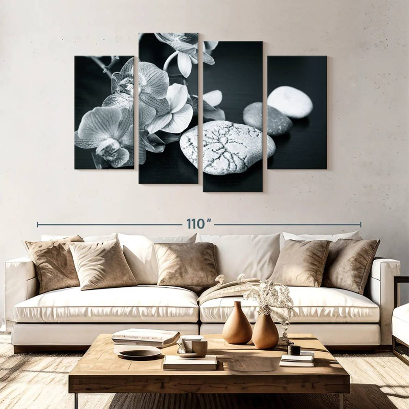 Harnek Monochromatic Zen Orchids, 54" H x 84" W