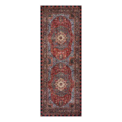 Heriz Checked Red Washable Rug