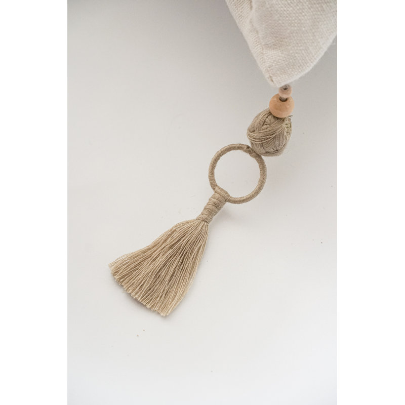 Oreiller en lin 13 pi 30 po Stripes, Blanc / Beige, Plumes