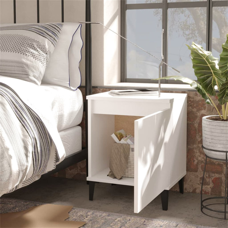 Mikkelson 40cm W Manufactured Wood Bedside Table, White
