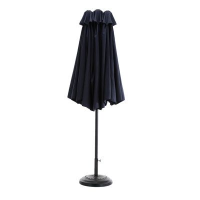 14.8 Ft Rectangular Outdoor Umbrella - Navy. 180G Canopy, Steel Frame. Crank Open/Close For Backyard, Poolside And Lawn Shelter From Sun Navy Blue. 100% Construction. Ideal Shading