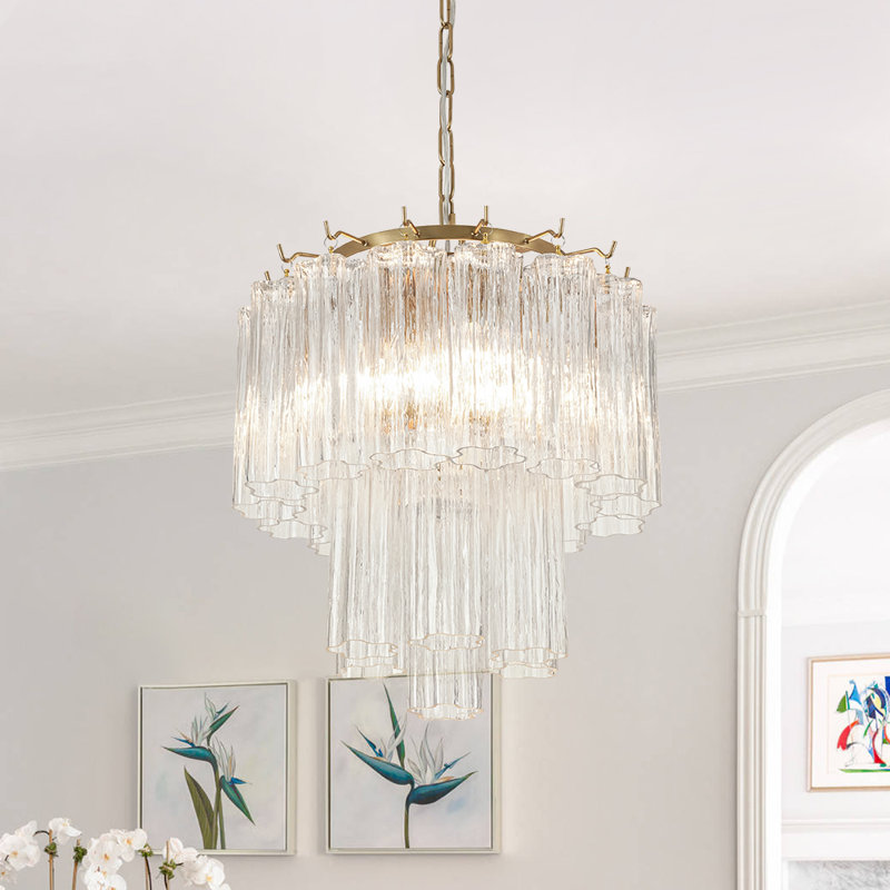 Luminaire suspendu cylindrique en verre de Murano à 3 lumières