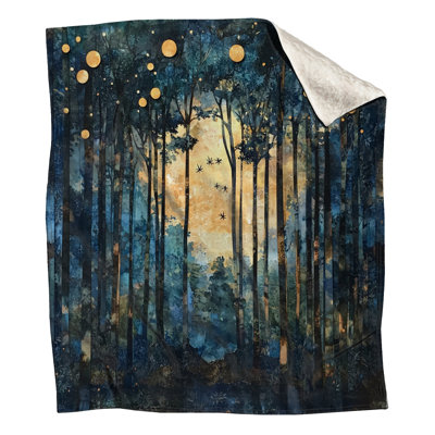 Abstract Forest Moonlight Blankets