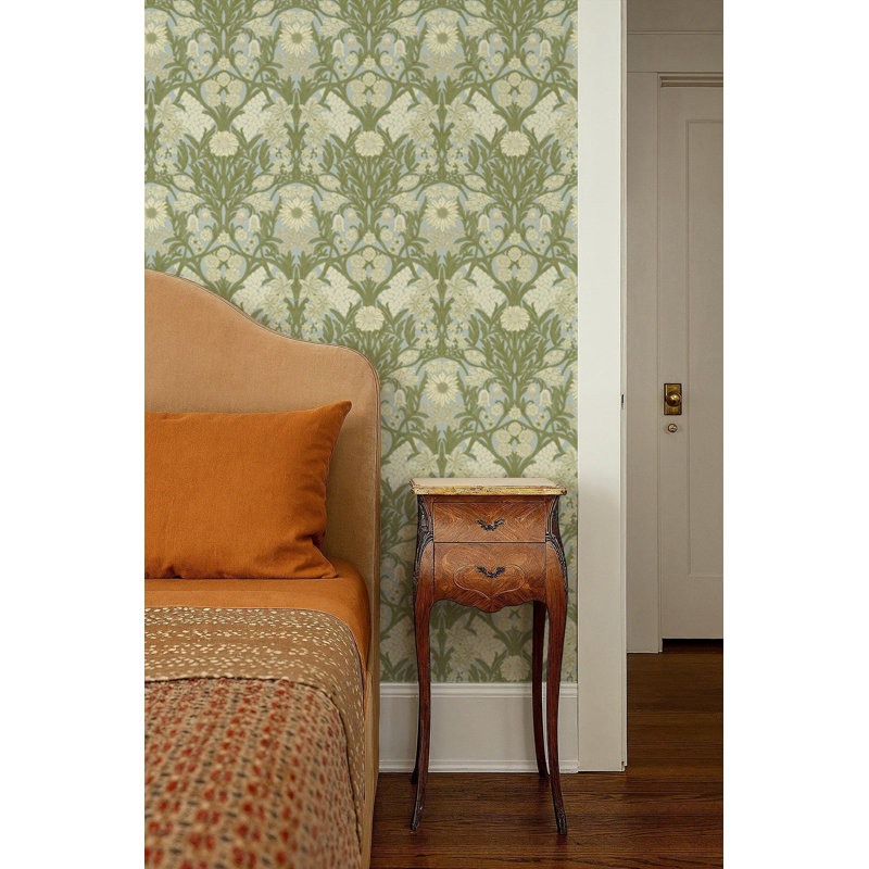 Wild Meadow - Wallpaper, Moonlit Green, Premium Paper, Non-Pasted