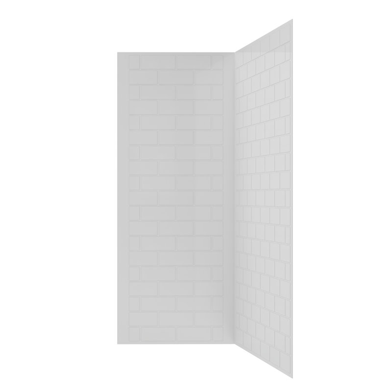 Streamline 2-Piece Glue-Up Corner Shower Wall Surround in White Tile Finish, 76" H x 36" W x 48" D