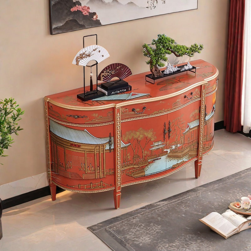 Buffet luxueux demi-cercle de style français, 37.8" H x 68.11" W x 22.83" D