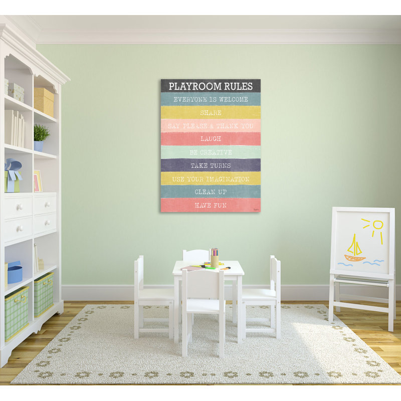 "Playroom Rules", toile tendue par Gigi Louise, H 20 po x l 15 po x P 1,5 po