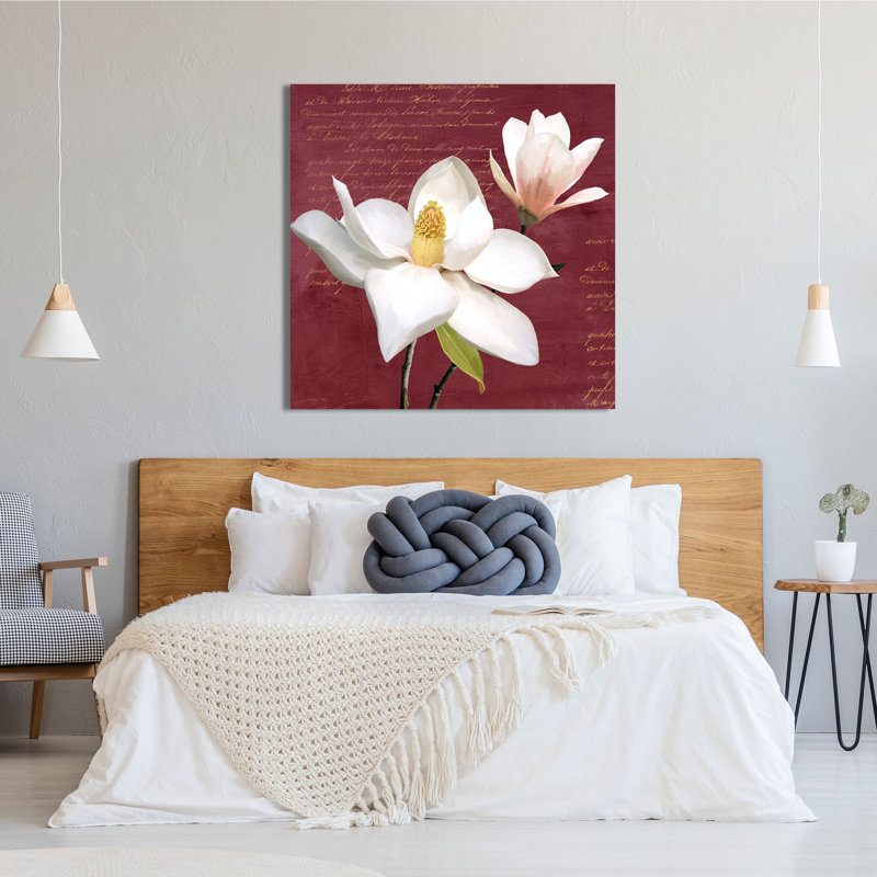 Burgundy Magnolia I - Wrapped Canvas Print, 70cm H x 70cm W x 4cm D