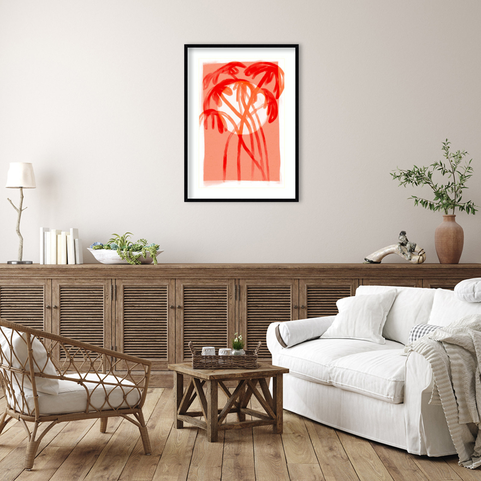 Galya "Palms at Sunset" Print by Treechild, Black, 41" H x 30" W